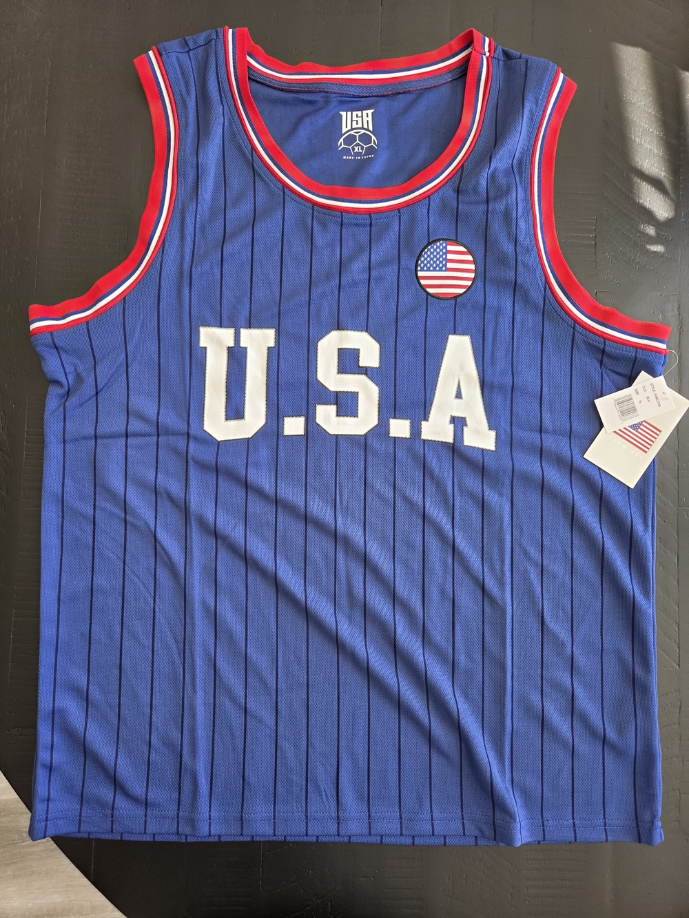Just USA Blue Red Trim U.S.A. Basketball Jersey
